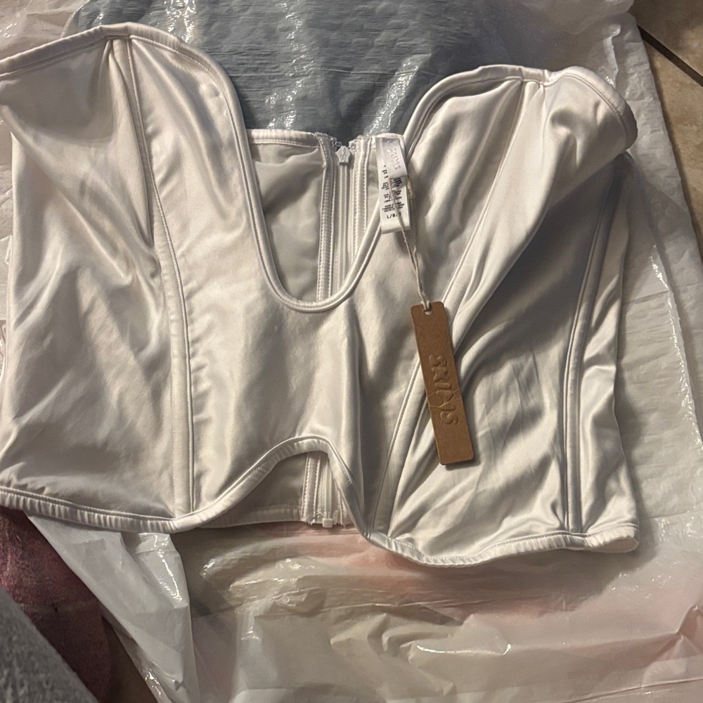 SKIMS White Satin Corset Top